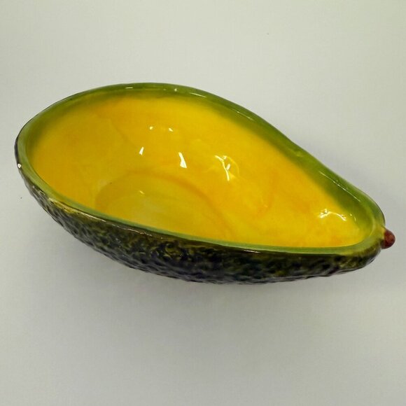 Plentiful Pantry Green & Yellow 7" Avocado Guacamole Ceramic Serving Dish Bowl - Picture 1 of 3